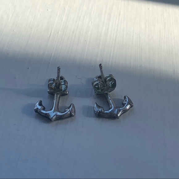 Sterling Silver Anchor Earrings - Picture 5 of 9